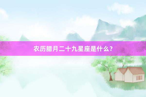 农历腊月二十九星座是什么？